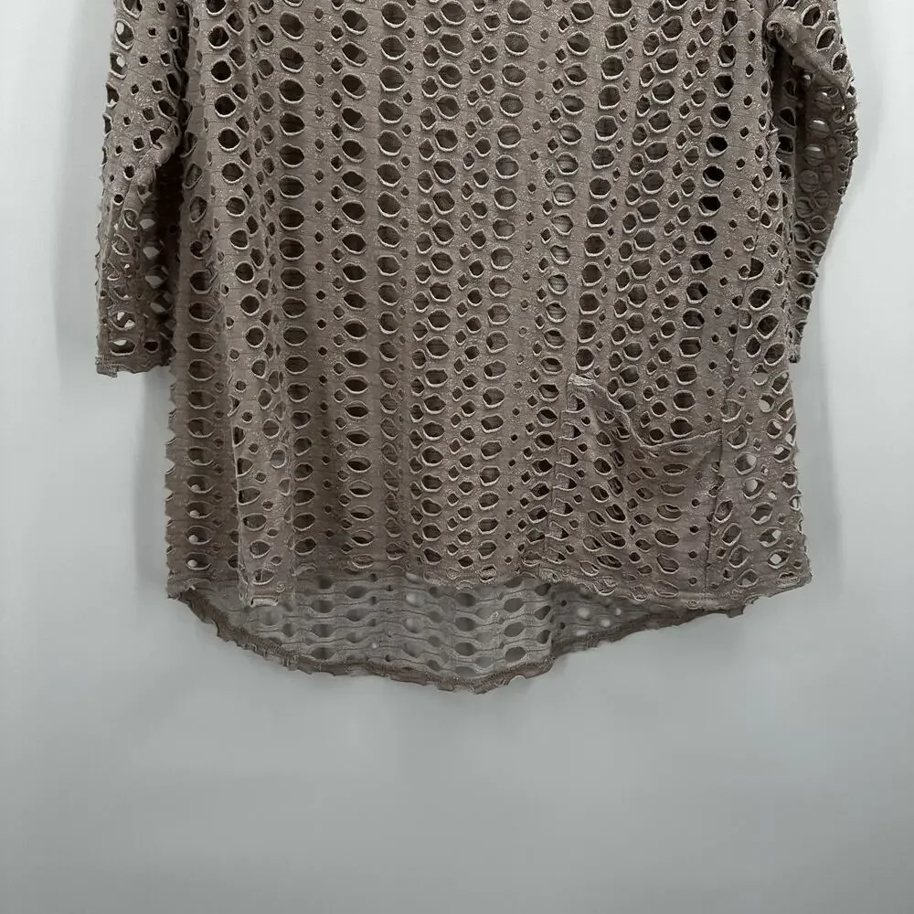 Lulu B Top Womens Small Cutout Mesh Pullover Open Knit Net Oversized‎ Beach